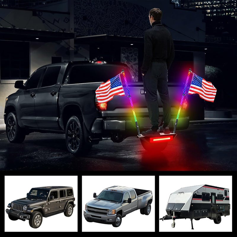 VKU Hitch Step with Light and Whip Mount Holes, 108 LED Brake Lighting(6 Mode) Fit 2" Receiver Steel Construction Powder Matte Coated for Trucks Chevy Ford Toyota GMC Dodge RAM Jeep ATVs SUVs Vans - Image 3